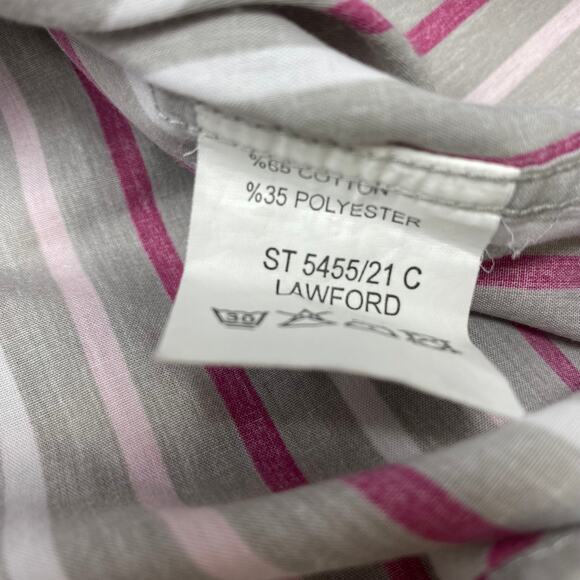 Roar Mens XL Gray‎ Pink Striped Long Sleeve French Cuff Button Up Shirt - Picture 3 of 5